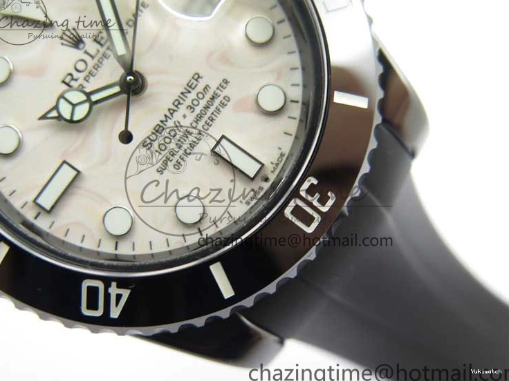 5GF Black Black Best SA3135 Cream Ceramic Dial Submariner on 40mm Strap Rubber Edition 1224